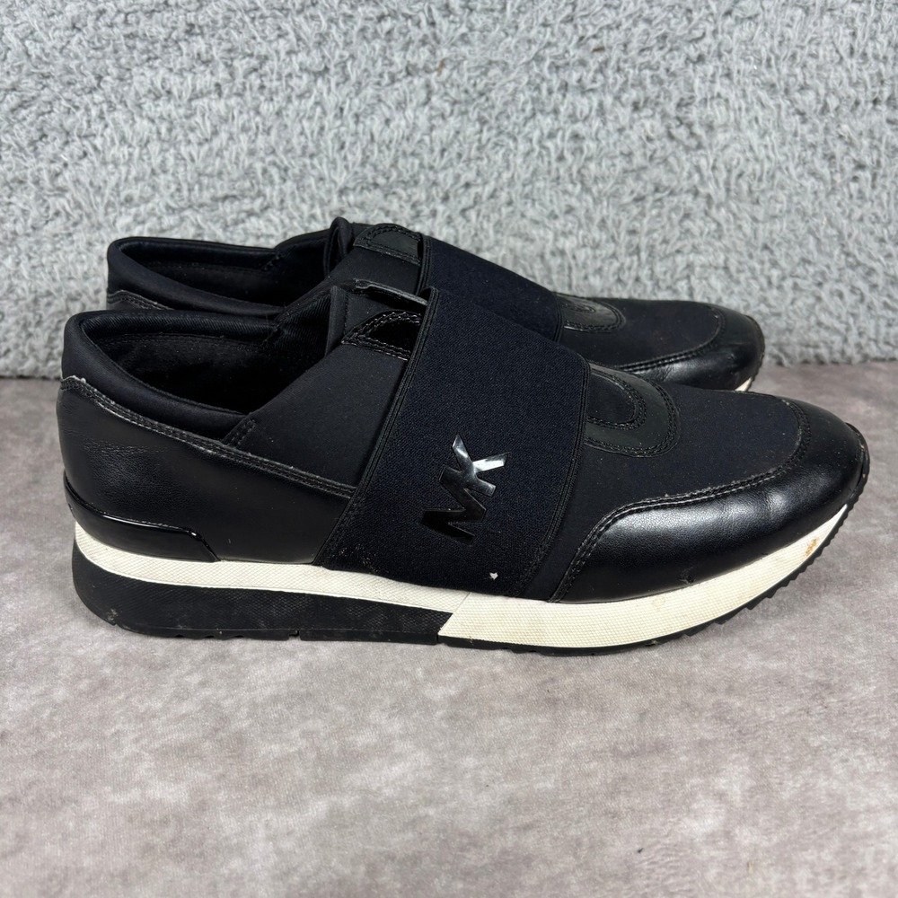 Michael Kors Sneakers Womens 9M Black Felix Slip On Elastic Strap Logo Trainers